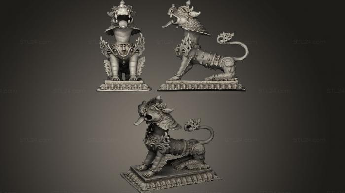 Статуэтки львы тигры сфинксы (Латунный лев, STKL_0002) 3D модель для ЧПУ станка